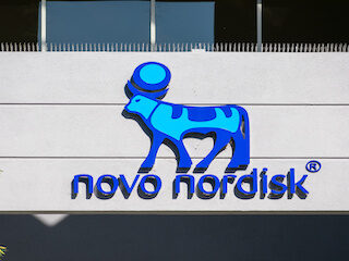 Novo Nordisk logo sign on a building