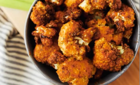 Bowl of air fryer buffalo cauliflower bites