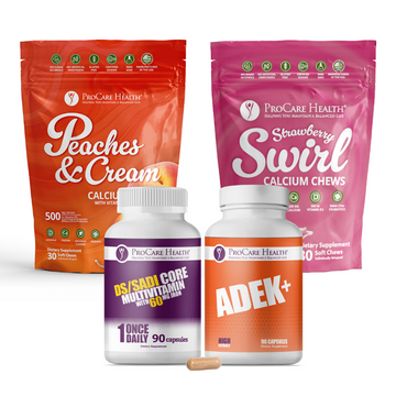 Amanda's Wellness Essentials Bundle: DS/SADI Core Multivitamin, ADEK+, Strawberry Calcium Chews & Peaches and Cream Calcium Chews