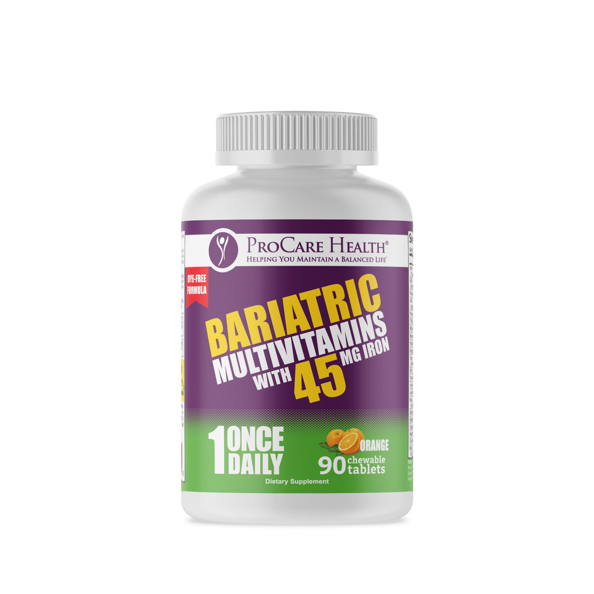 ProCare Bariatric Multivitamin with 45mg Iron Chewable in Orange Flavor