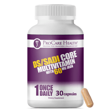 DS/SADI Core Multivitamin with 60mg Iron in 30ct Purple Bottle Front Label