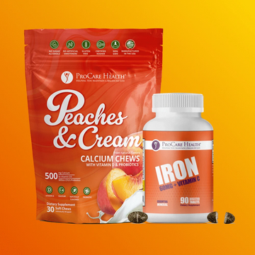 ProCare Health Peaches & Cream Calcium Chews and Iron 60mg + Vitamin C