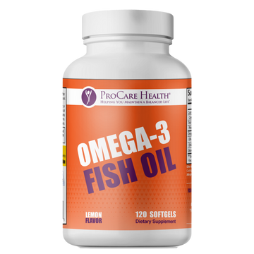 Omega- 3 Fish Oil Front Label in Orange 120t Bottle