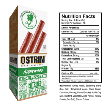 Ostrim Applewood Turkey Snack Stick nutrition facts