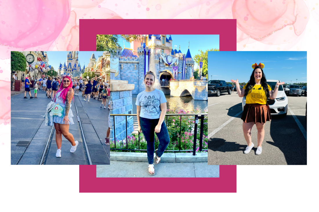 Collage of travel photos of a woman exploring a city