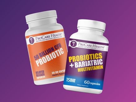 ProCare Health's 50,000 CFU Probiotic Bottle and Probiotics + Bariatric Multivitamin Bottle