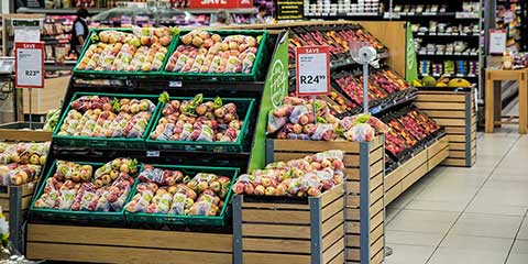 Fresh produce aisle in a grocery store