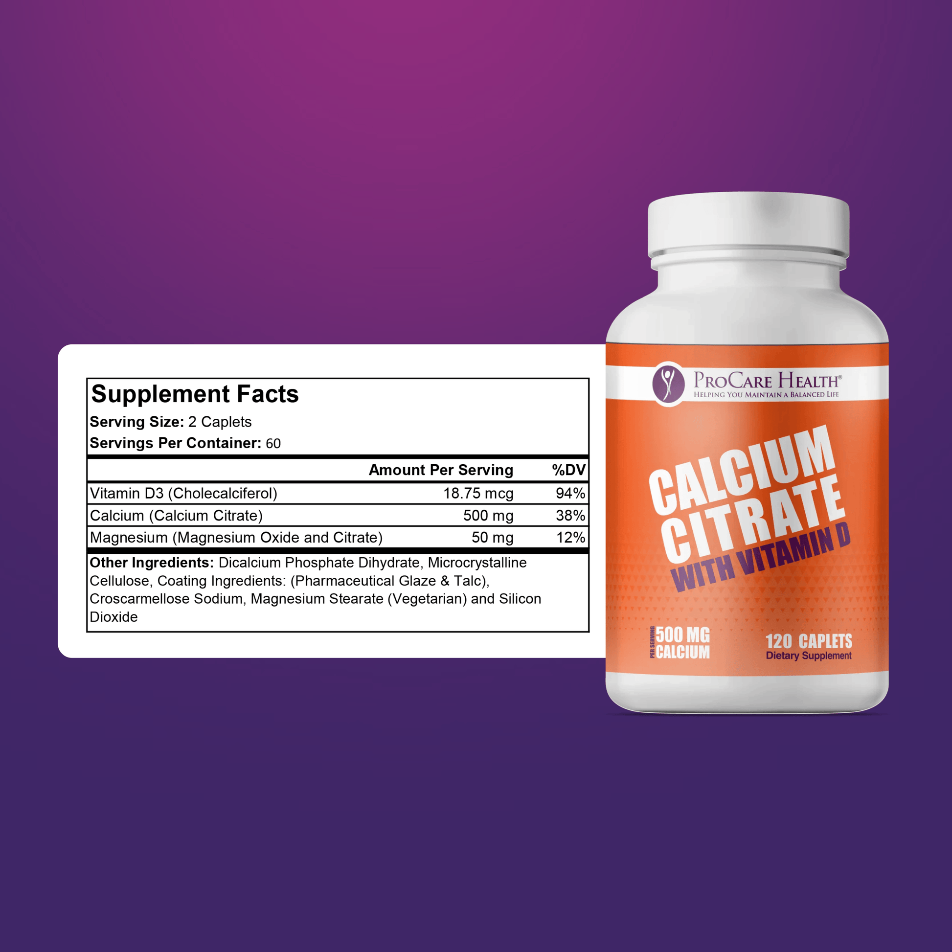 Daily Essentials Bundle - Calcium Citrate with Vitamin D, 500 mg, 120 caplets, nutritional supplement.