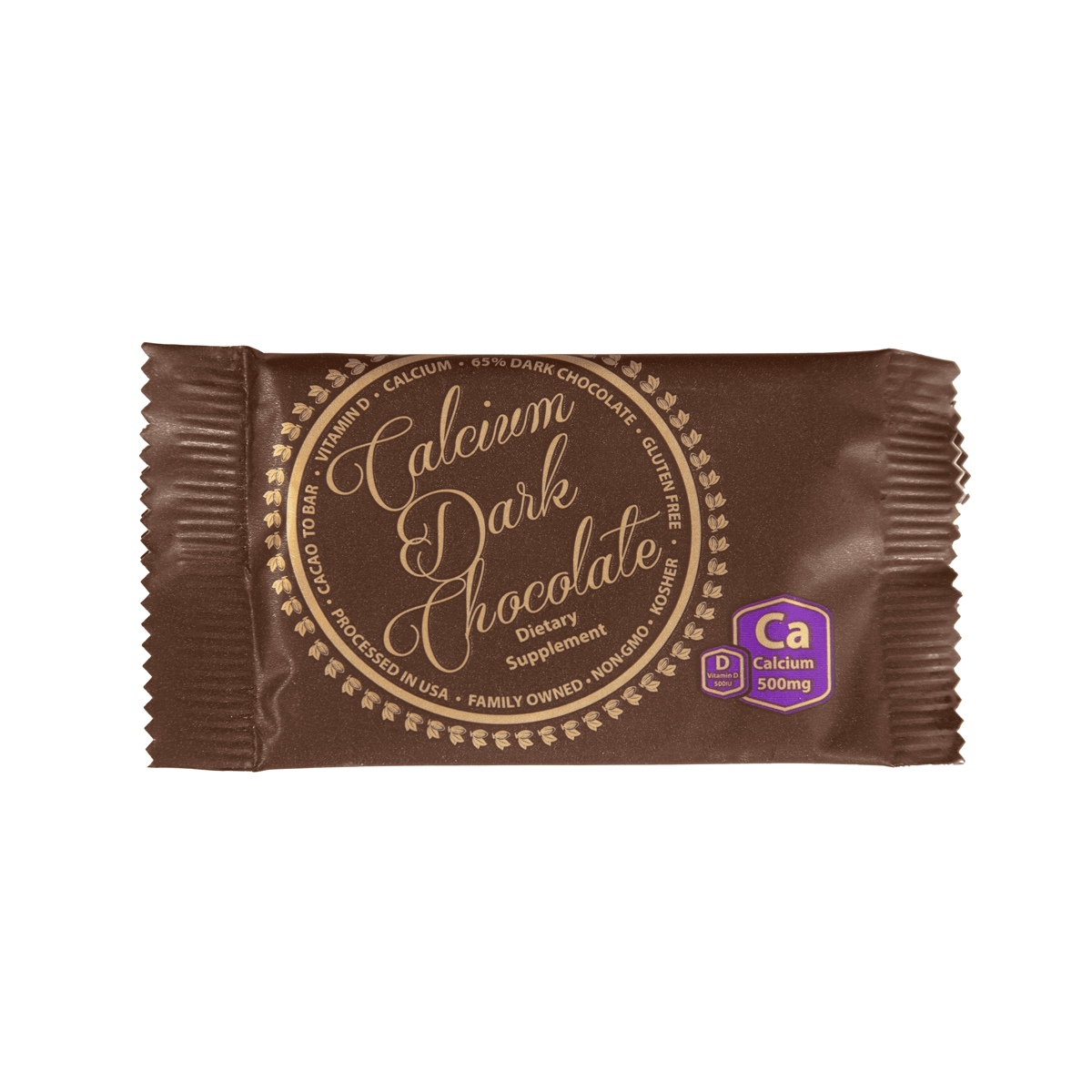 Individual (1ct) of the Dark Chocolate Calcium bar
