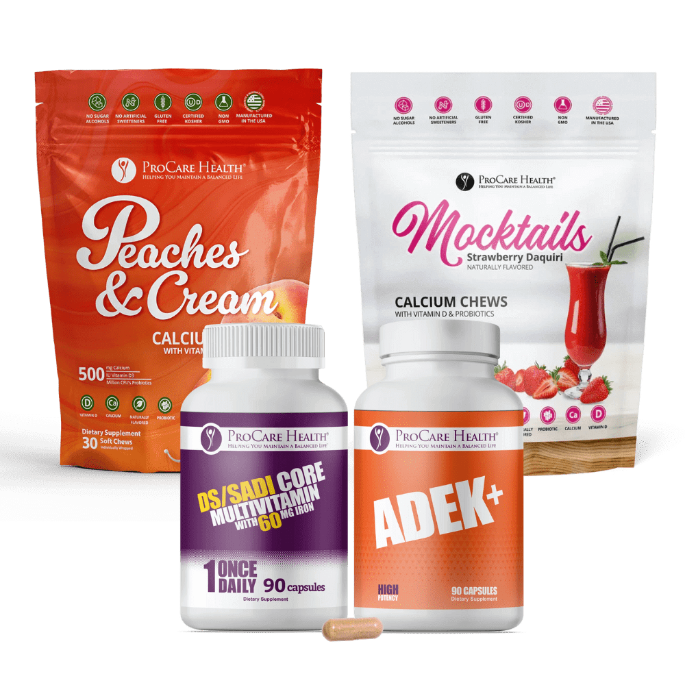 Amanda's Wellness Essentials Bundle: DS/SADI Core Multivitamin, ADEK+, Strawberry Calcium Chews & Peaches and Cream Calcium Chews
