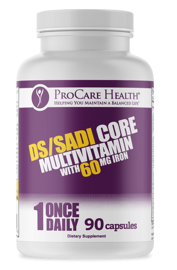 DS/SADI Core Multivitamin with 60 mg Iron in 90ct Purple Bottle Front Label