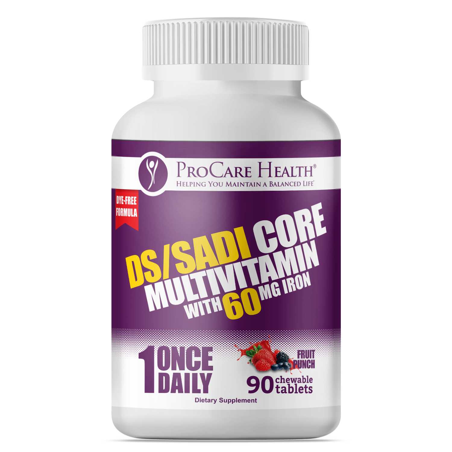 DS/SADI Core Multivitamin with 60mg Iron in 90ct Bottle Front Label