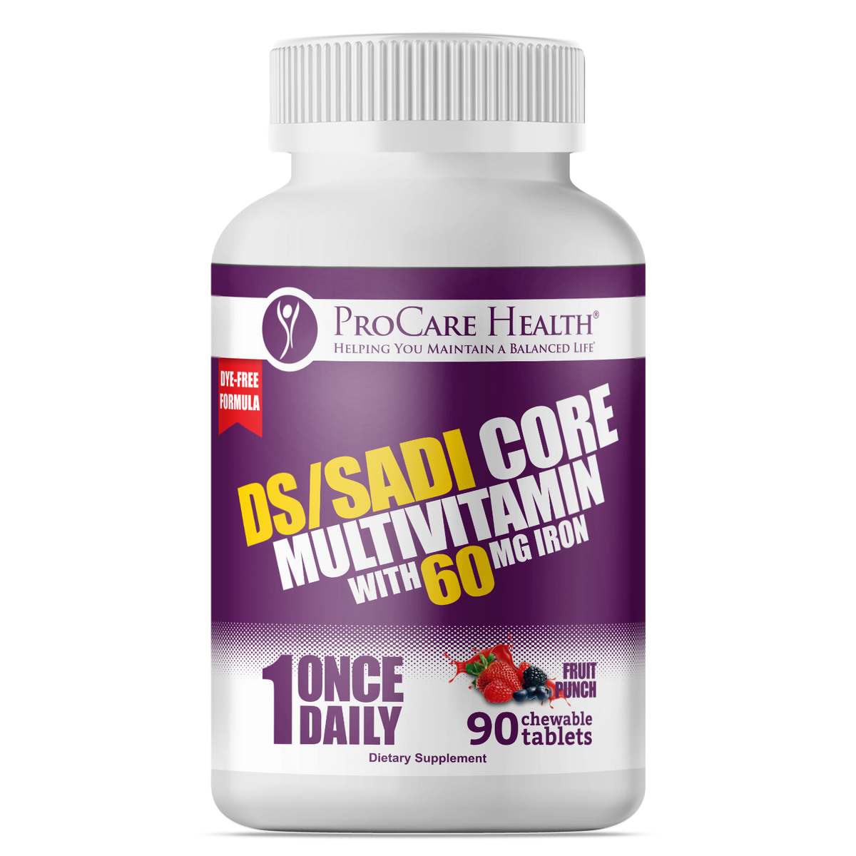 DS/SADI Core Multivitamin with 60mg Iron in 90ct Bottle Front Label