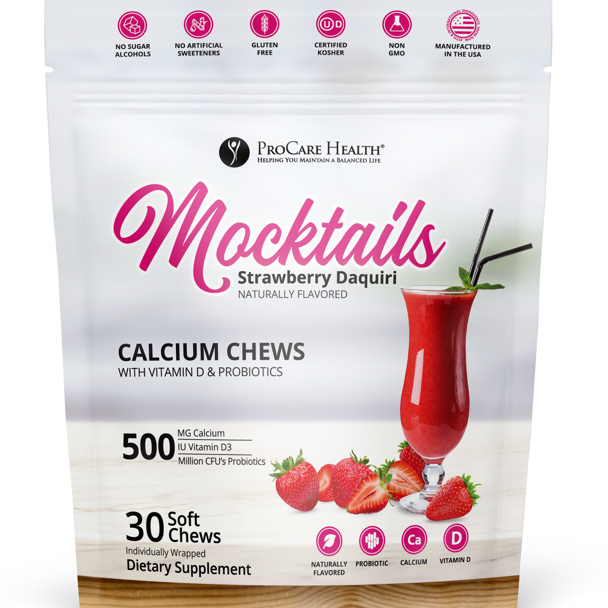 Calcium Soft Chew | Strawberry Daquiri l 30 Count