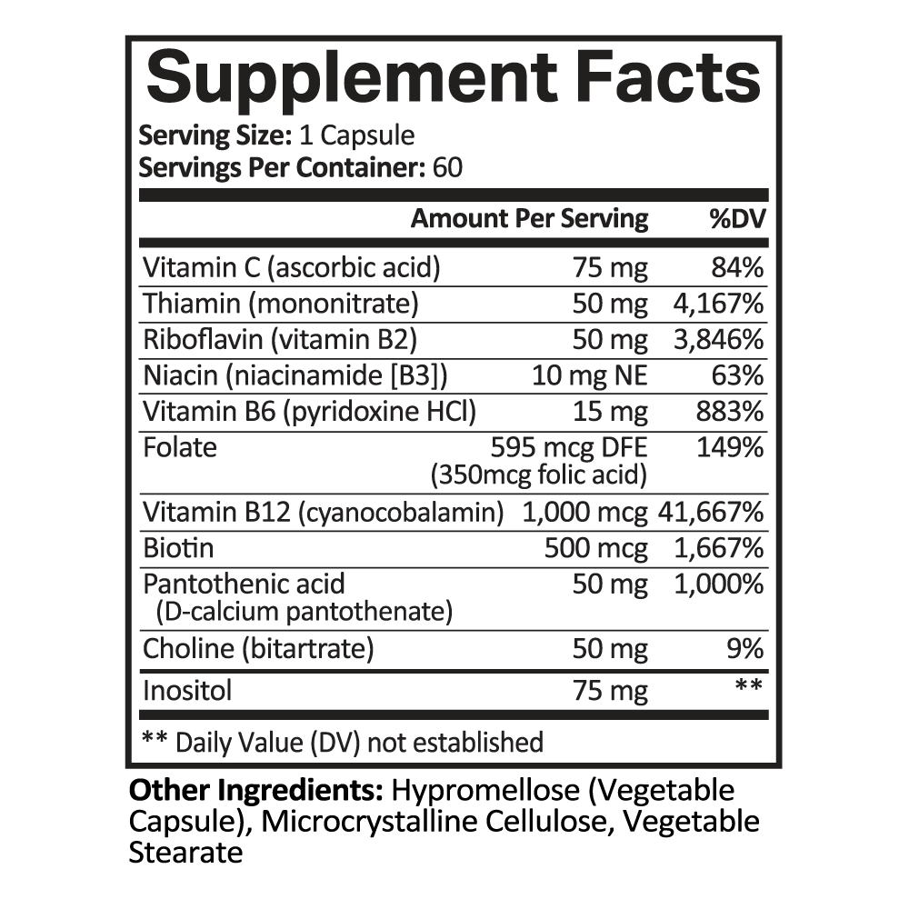 B-Complex+ Advanced Formula Supplement Facts
