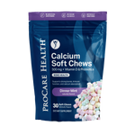 Calcium Soft Chew | Dinner Mint in a vibrant purple bag, featuring 30 soft chews, bariatric calcium supplements.