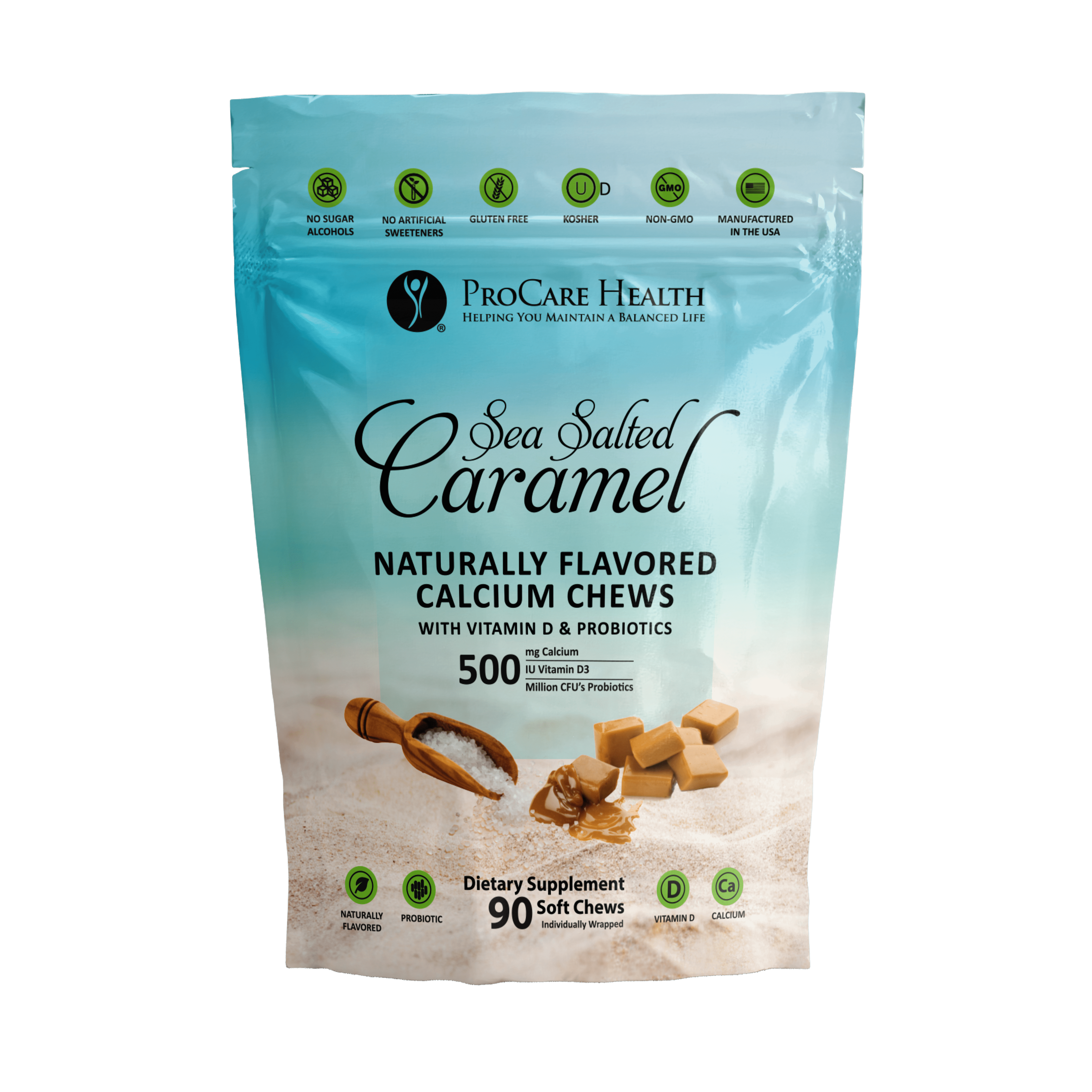 Calcium Chew | Sea Salted Caramel bag with 90 soft chews for bariatric calcium support