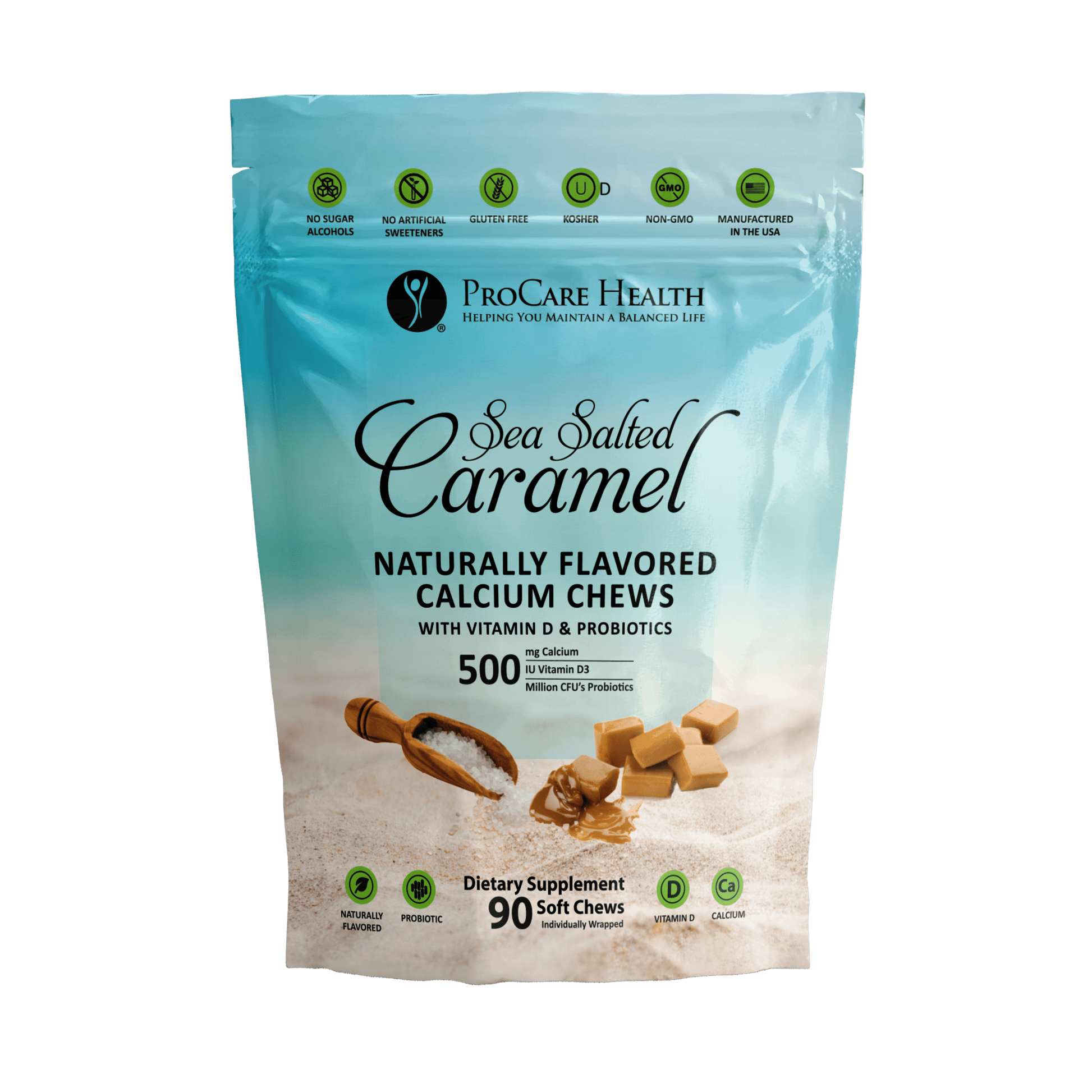 Calcium Chew | Sea Salted Caramel bag with 90 soft chews for bariatric calcium support