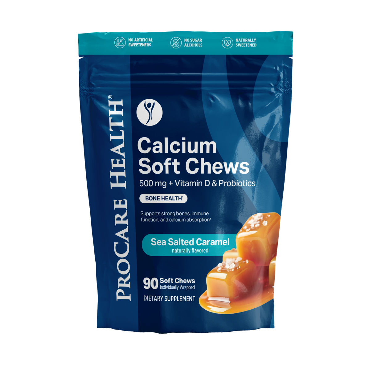 Calcium Chew | Sea Salted Caramel bag with 90 soft chews for bariatric calcium support