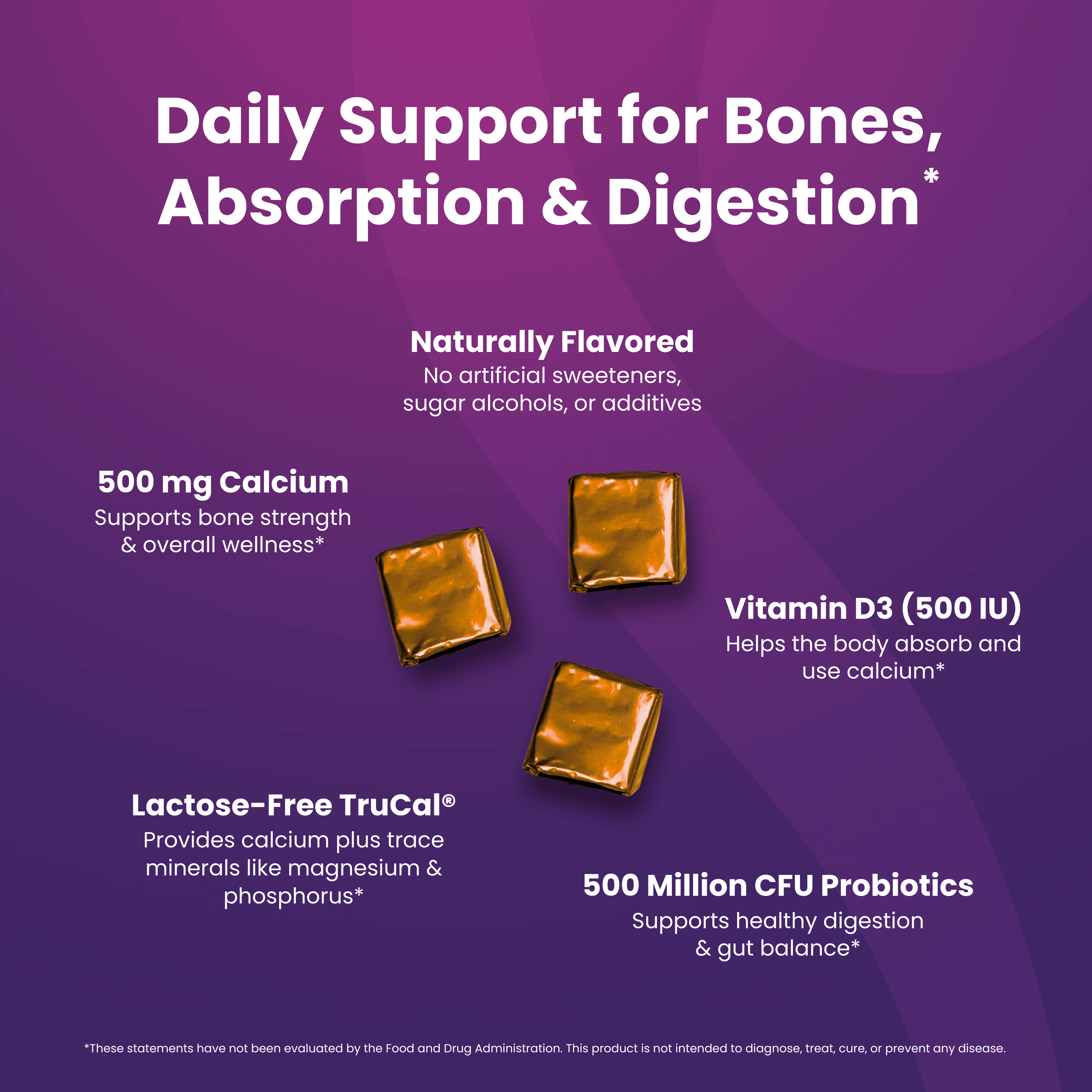 Calcium Chew | Sea Salted Caramel - Daily support for bones, absorption, and digestion with natural flavor and essential nutrients.