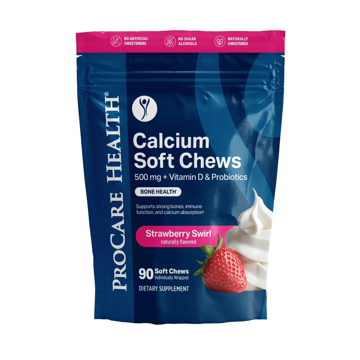 Calcium Soft Chew | Strawberry Swirl - 30-count packs of bariatric calcium chews by ProCare Health.