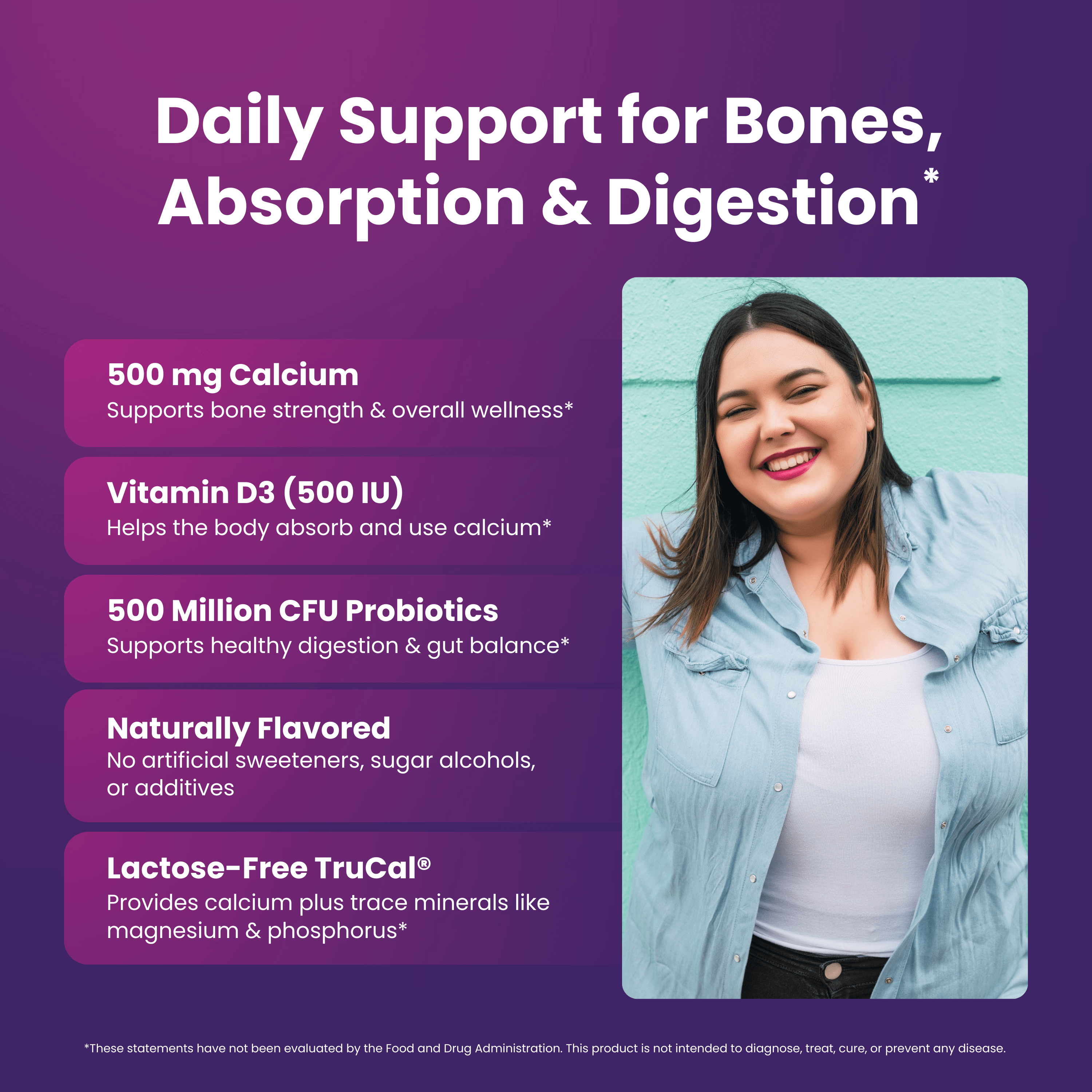 Daily support for bones and digestion with Strawberry Swirl Calcium Soft Chew | Strawberry Swirl chews.