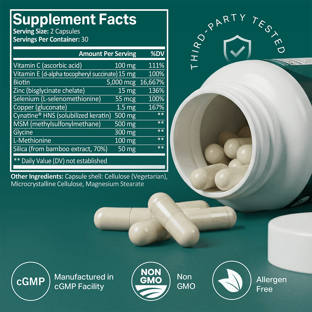 Hair, Skin & Nails Advanced Formula with Keratin Peptides Supplement Facts