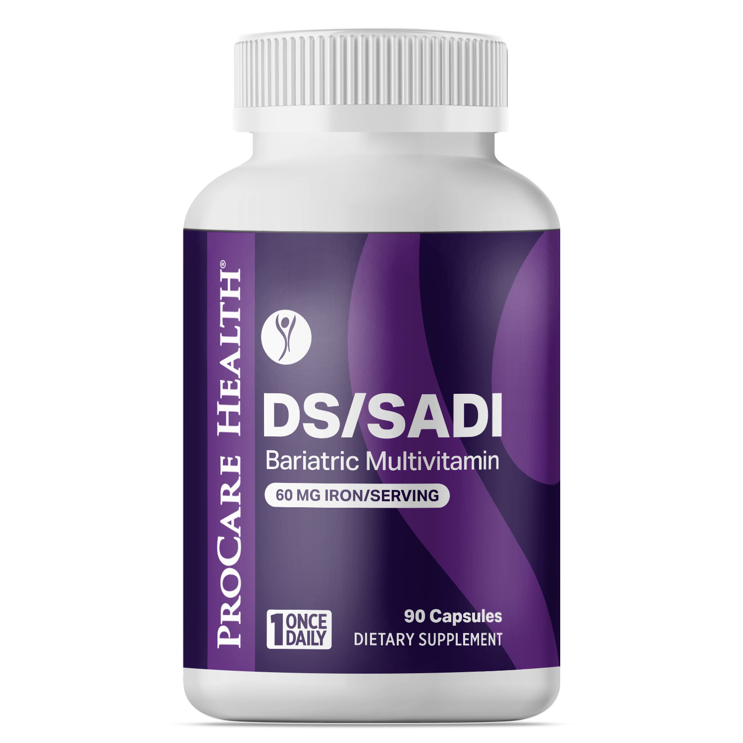 DS/SADI Core Multivitamin with 60 mg Iron in 90ct Purple Bottle Front Label