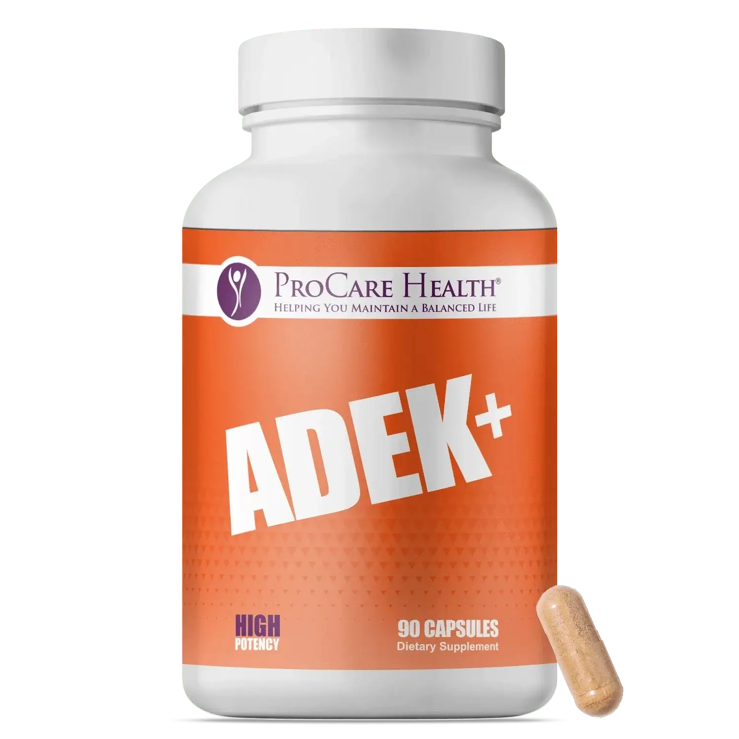 ADEK+ 90 capsules bottle front view