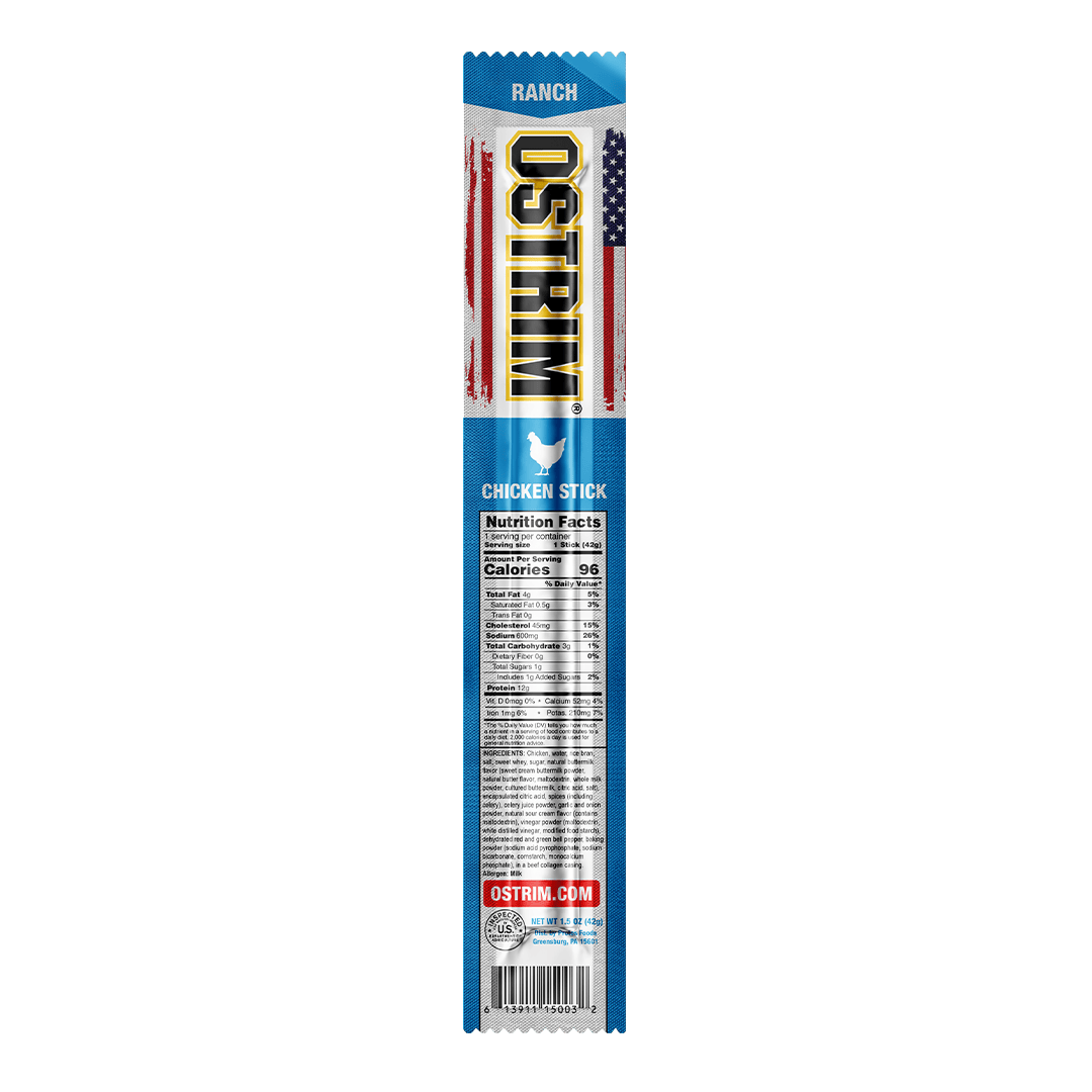 OSTRIM Chicken Ranch snack sticks – stick / label