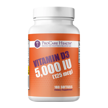 ProCare Health Vitamin D3 5,000 IU in 180ct Orange Bottle