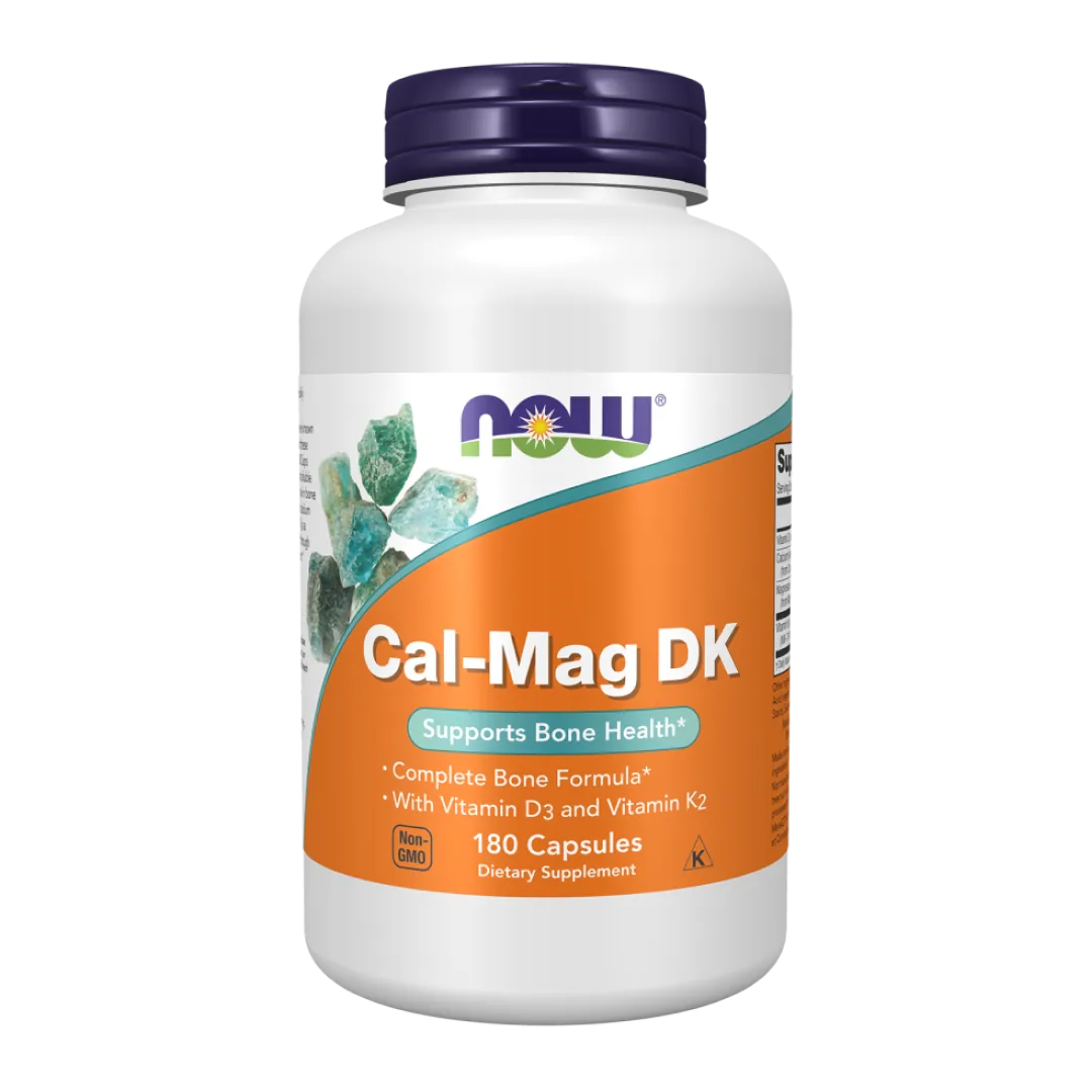 NOW Cal-Mag DK calcium and magnesium capsules, 180 count bottle