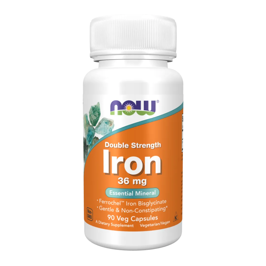 NOW Iron 36 mg vegetarian capsules, 90 count bottle