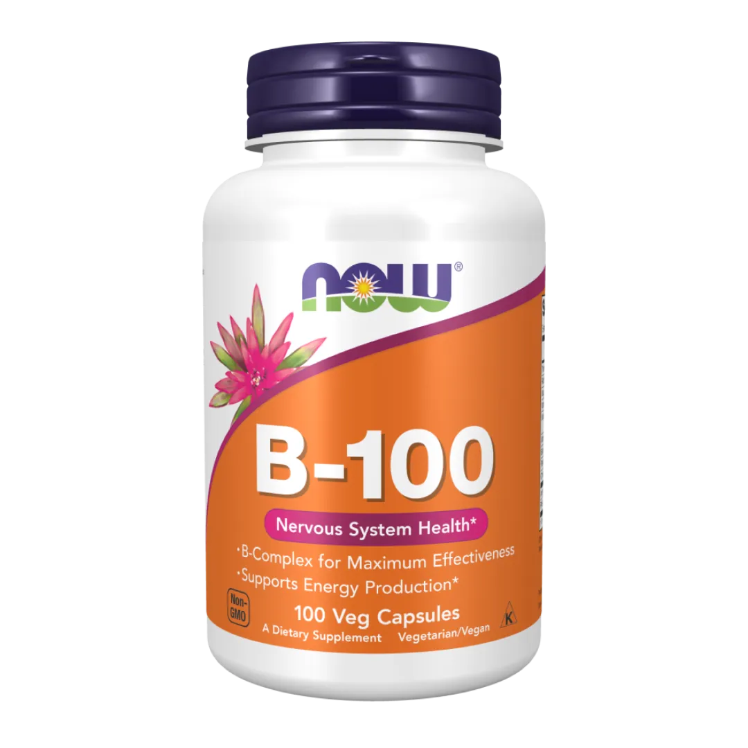 NOW B-100 vitamin B complex vegetarian capsules, 100 count bottle