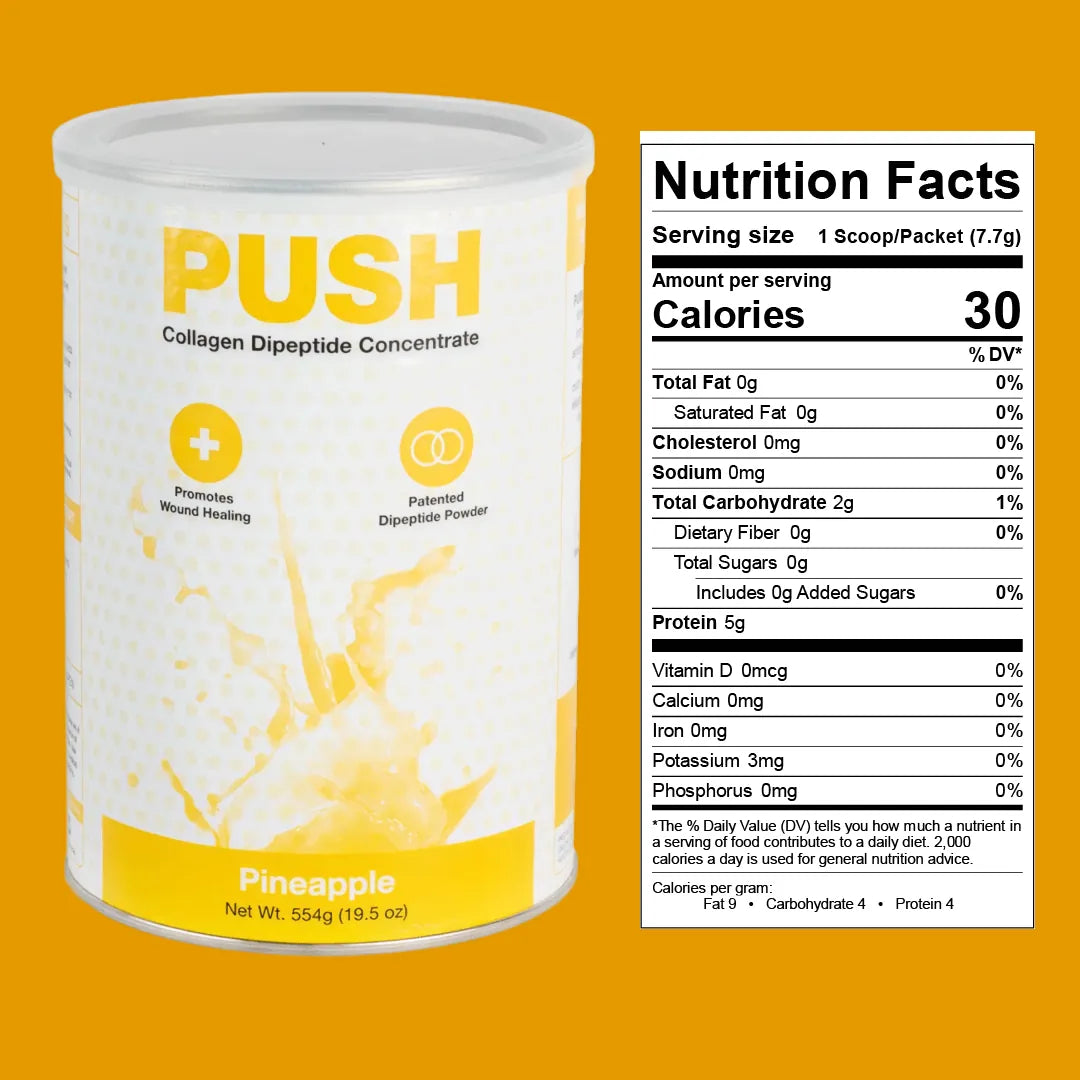 PUSH Collagen Dipeptide Concentrate Pineapple supplement facts panel
