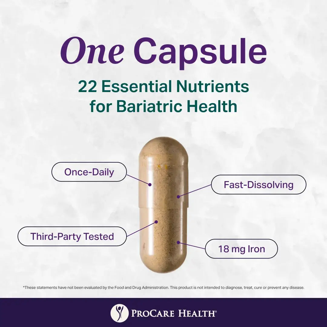 Capsule with nutritional information on a white background.
