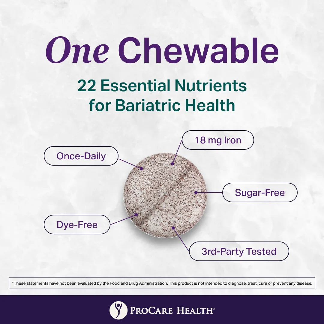 Chewable Bariatric Multivitamins with 18mg Iron - Fruit Punch