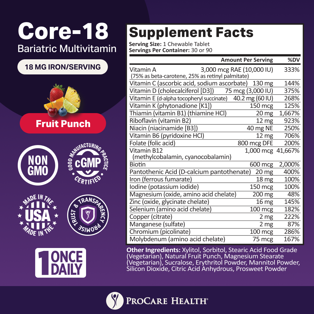 Bariatric Multivitamin 18mg Iron Chewable | Pro Care Now