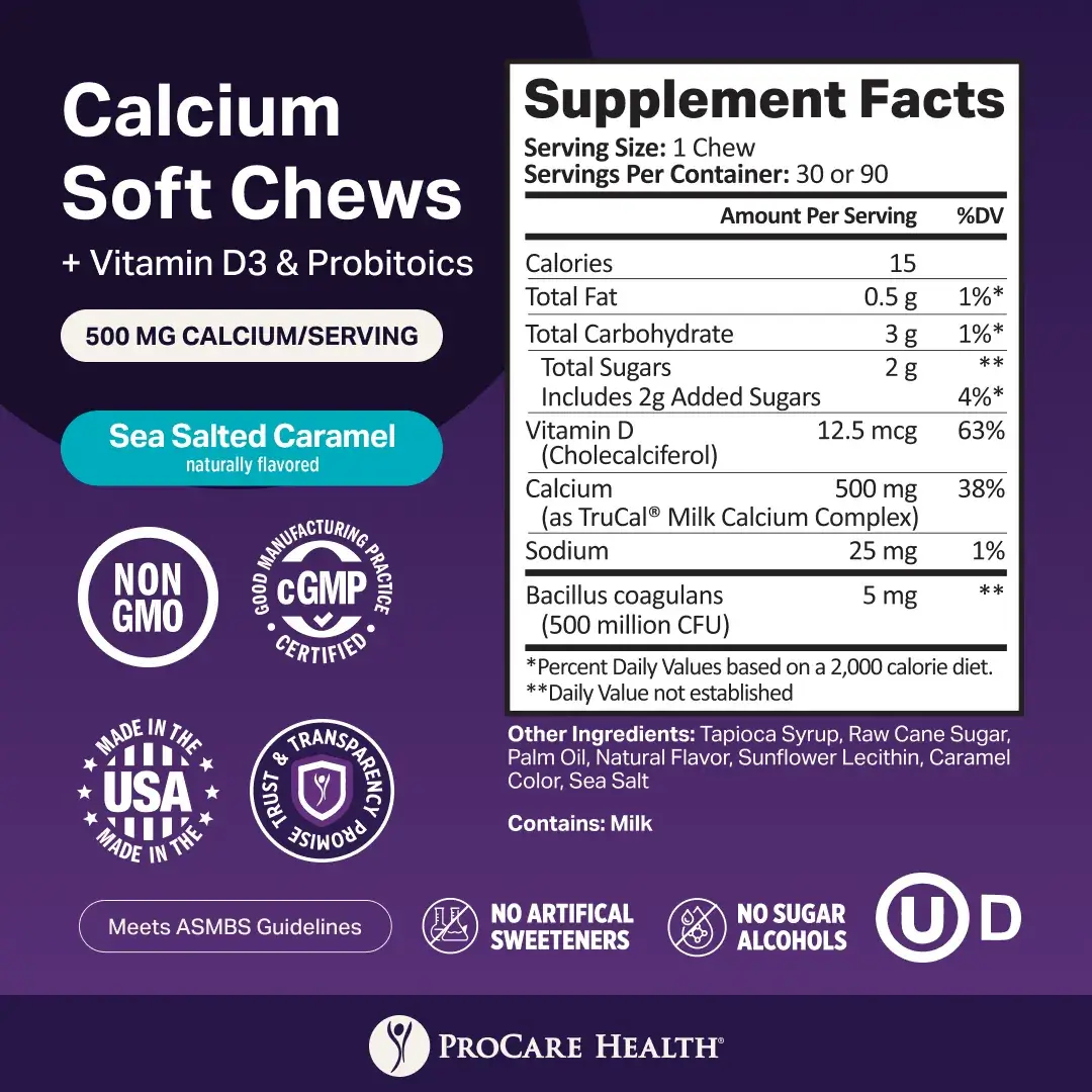 Calcium Soft Chew | Sea Salted Caramel Supplement Facts