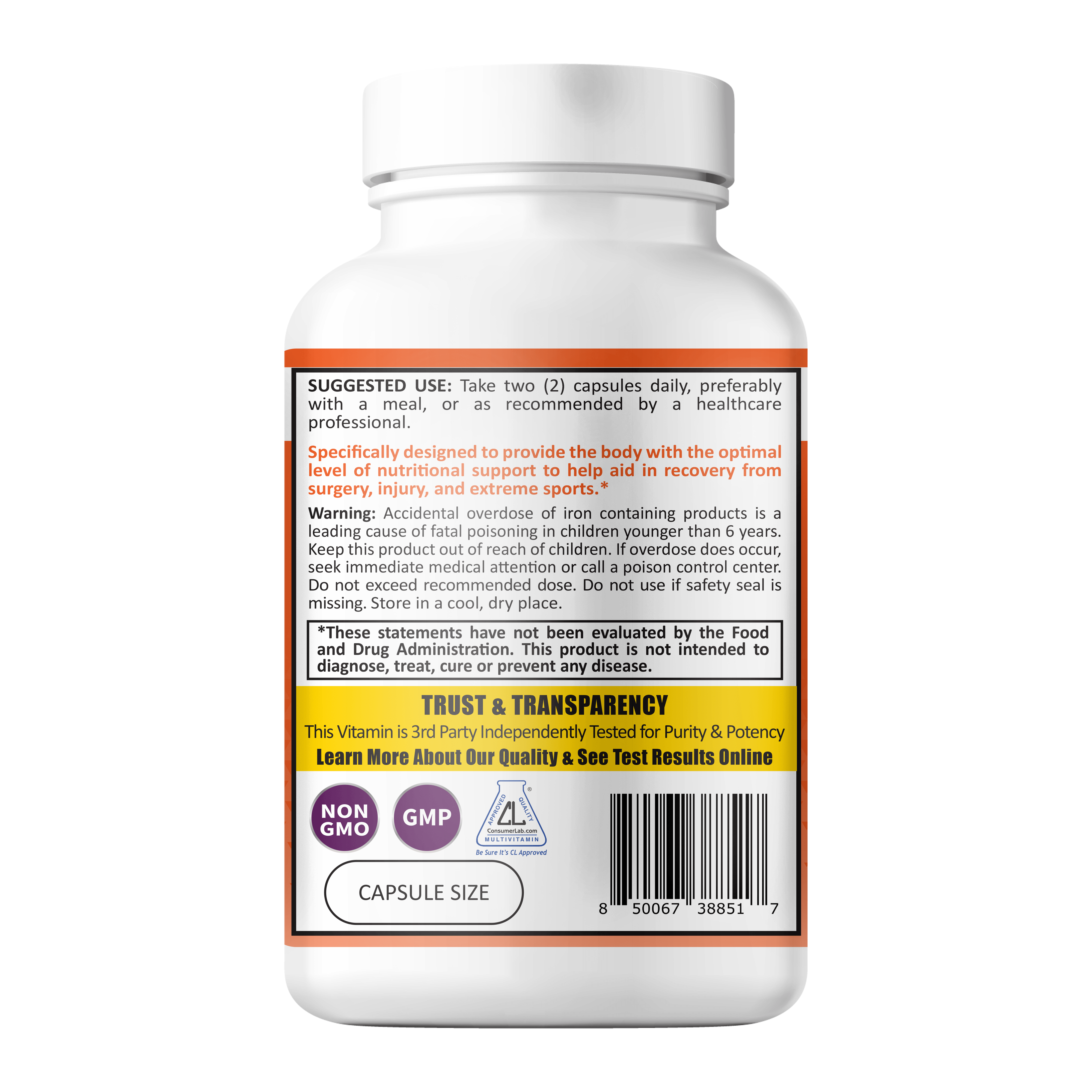 Suggested Use and Warning Label for Wound Support + 