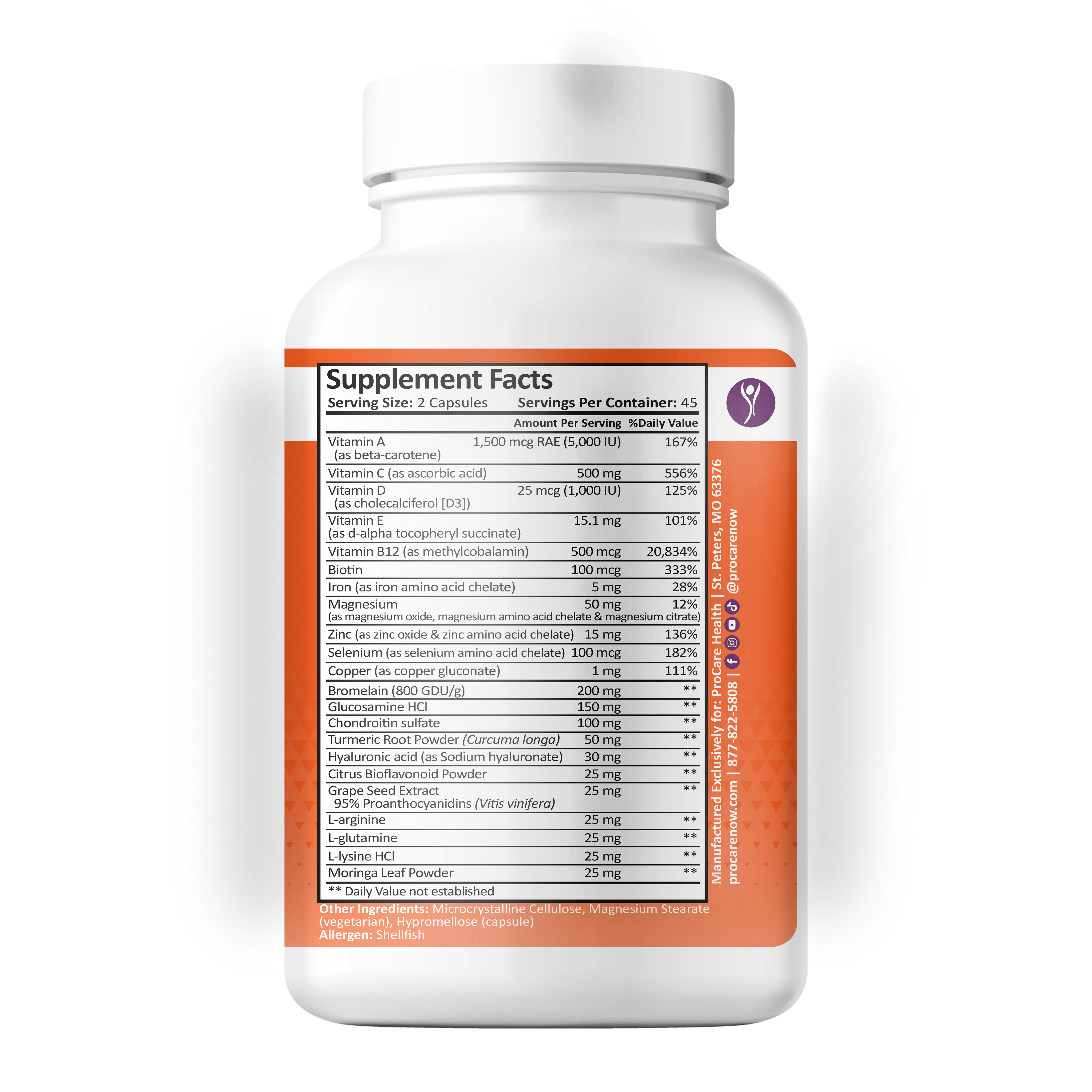 Supplement Facts for Wound Support +