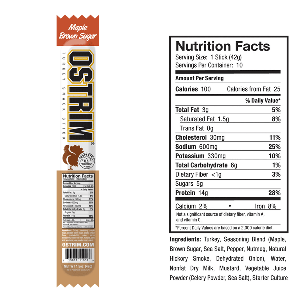 Ostrim Maple Brown Sugar Turkey Stick Nutrition Facts