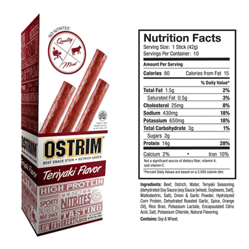 OSTRIM | Beef & Ostrich | Snack Sticks | Teriyaki