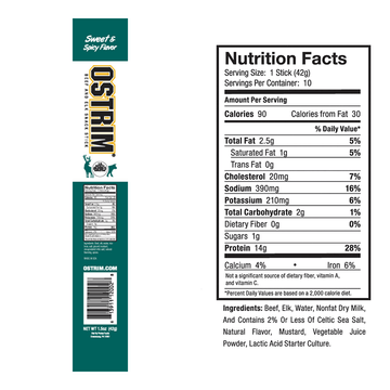 OSTRIM | Beef & Elk | Snack Sticks | Sweet & Spicy