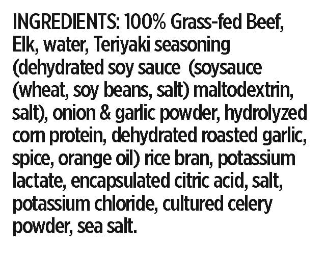 Beef Elk Teriyaki ingredients list